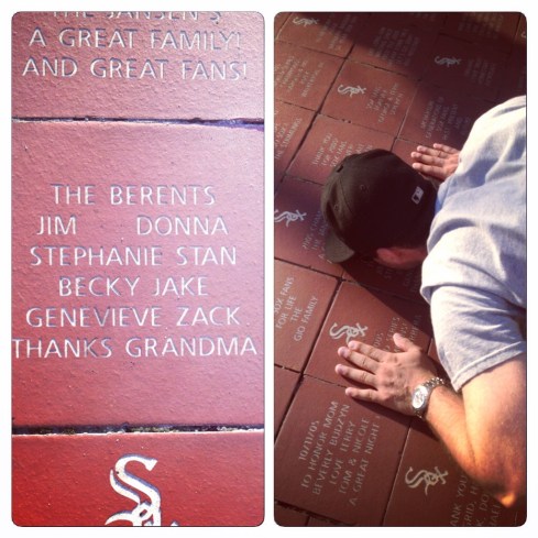 The family memorial brick outside of U.S. Cellular Field